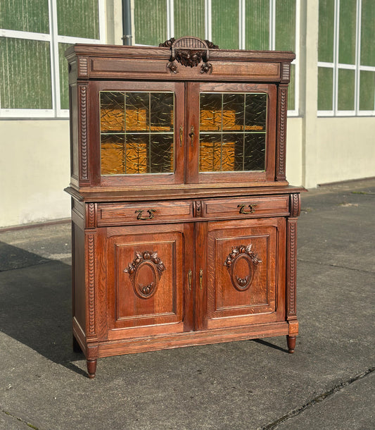 Bufet eklektyczny z szybami ornamentowymi | Francja XX.