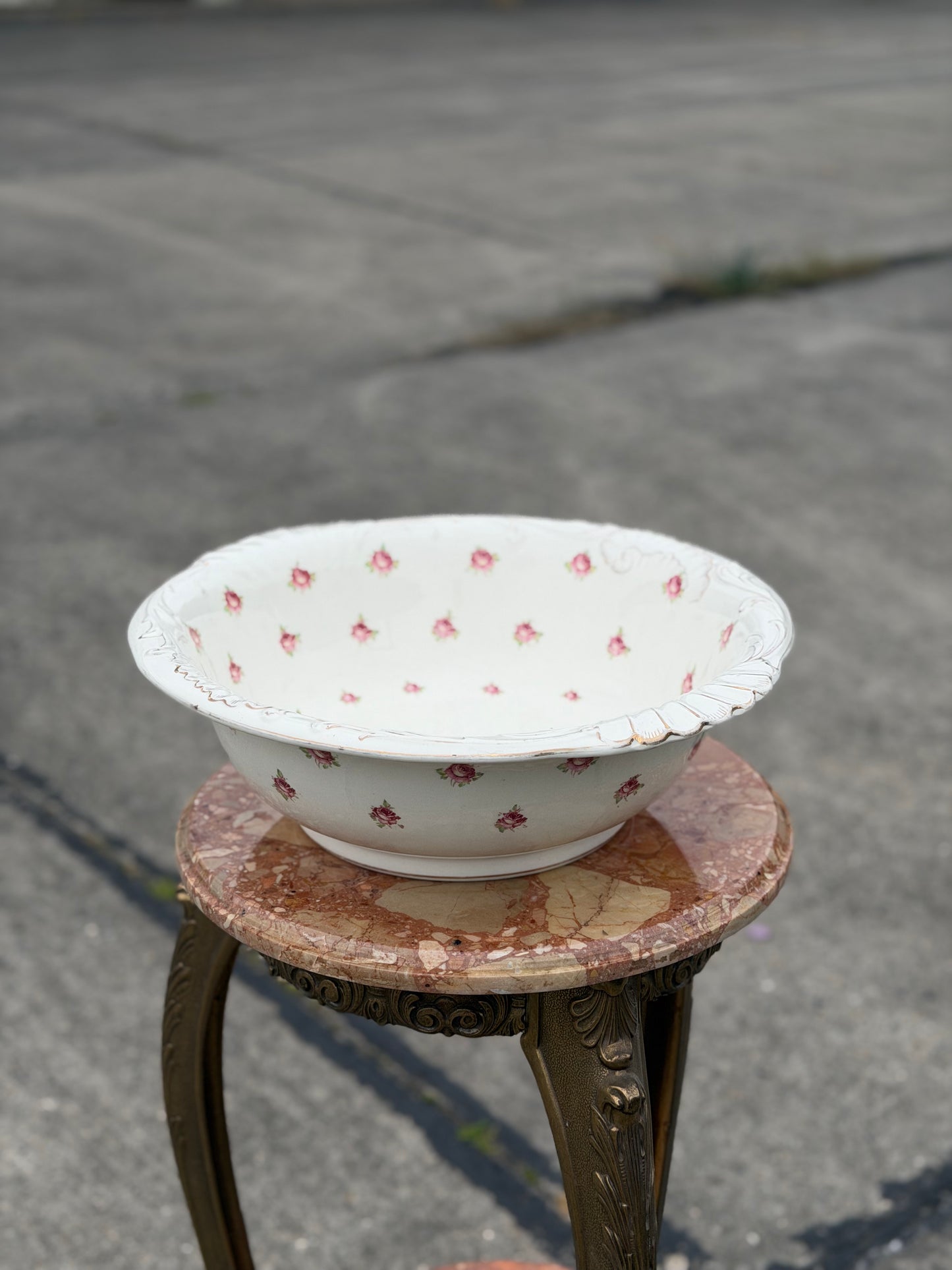 Antyczny Komplet Dzbanek i Misa Porcelanowa w Różyczki – Francja, Alzacja Strasbourg