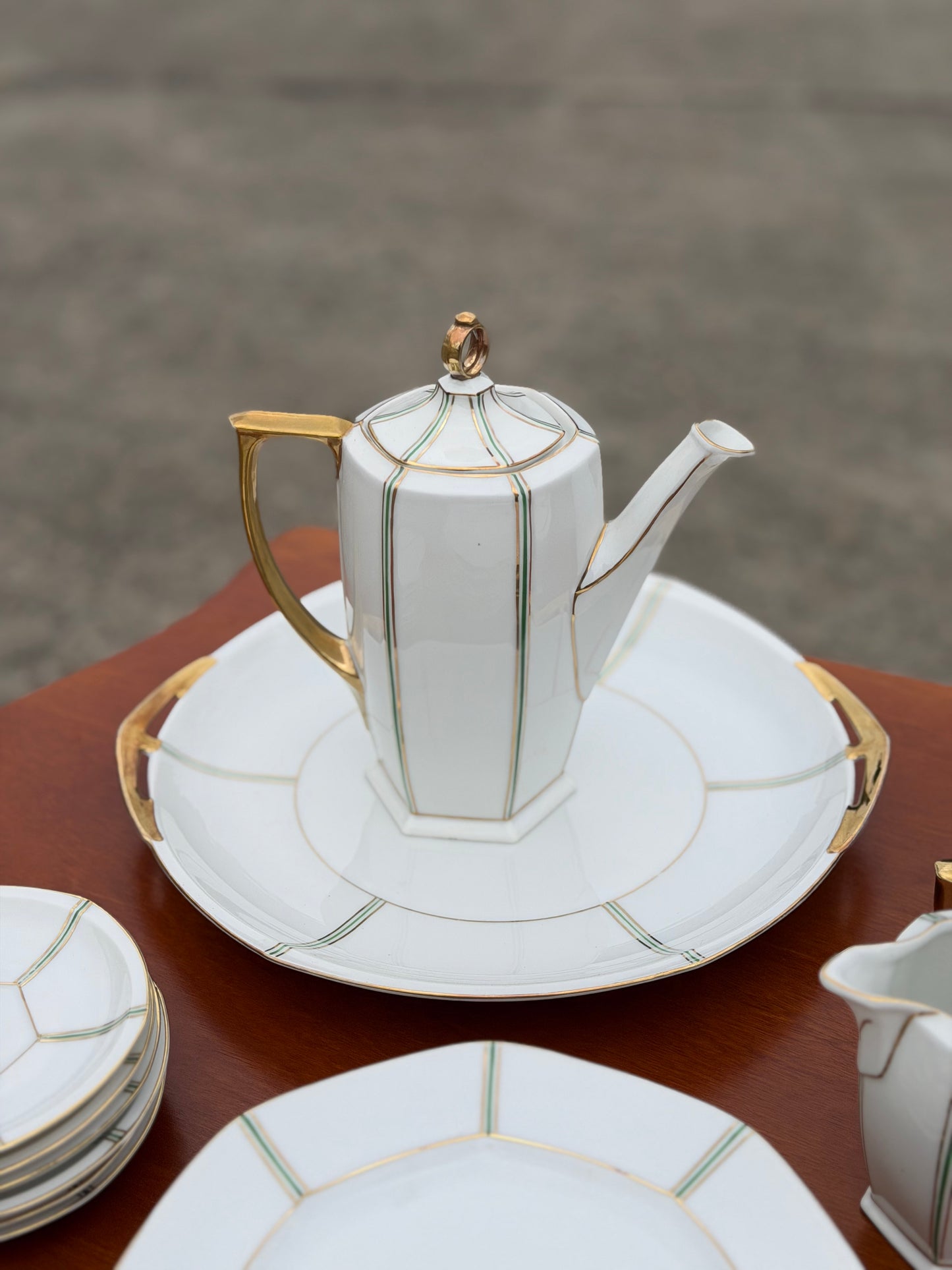 Serwis Kawowy Art Deco dla 6 Osób – Porcelana MZ Altrohlau, Czechosłowacja, Lata 20./30. XX w.