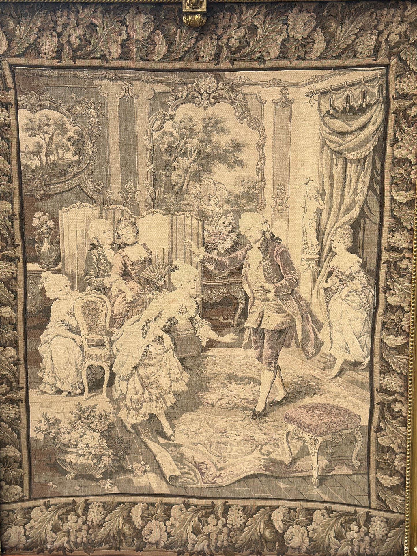 Zabytkowy gobelin z scenami dworskimi | Francja, XIX w.