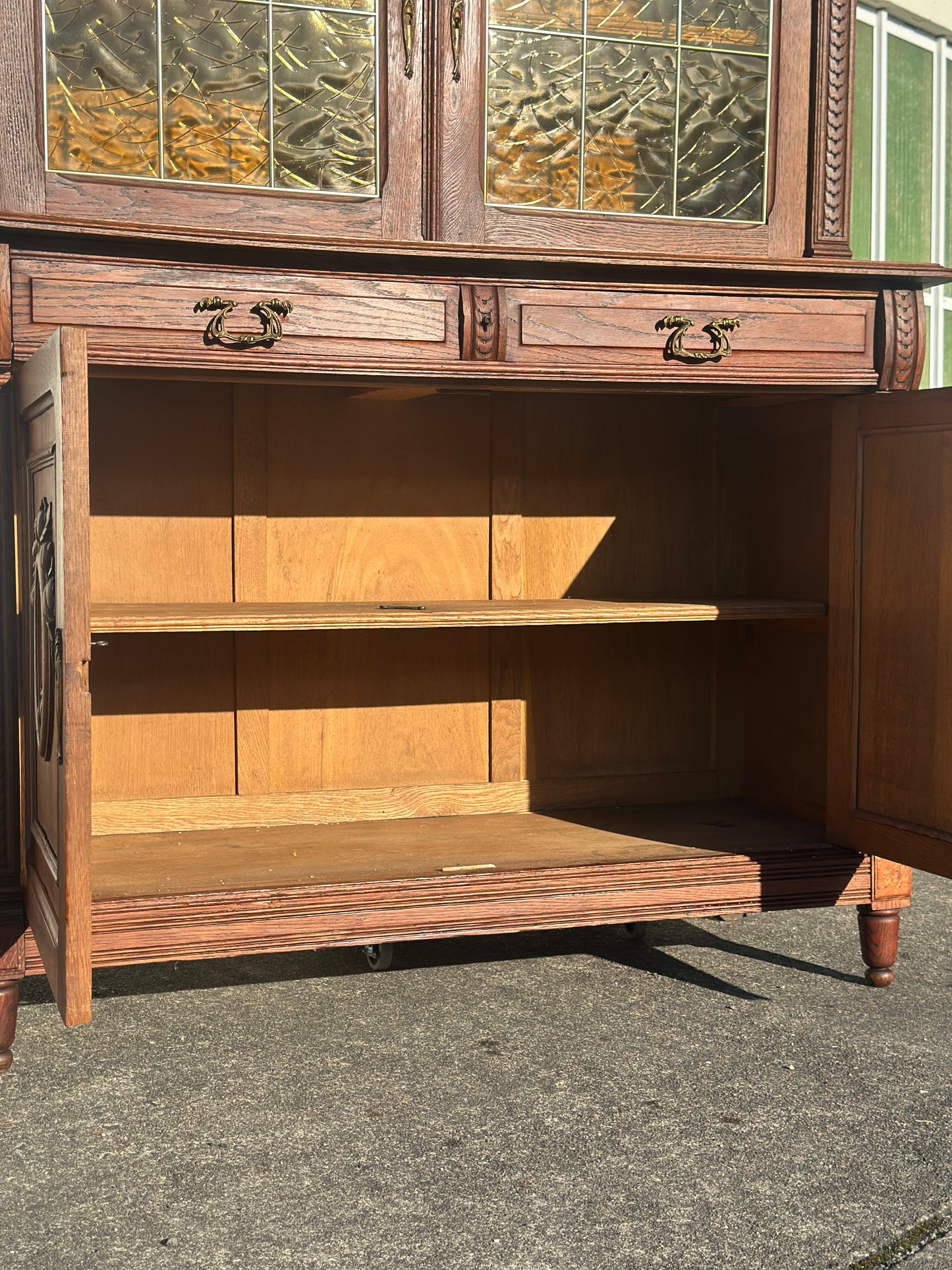 Bufet eklektyczny z szybami ornamentowymi | Francja XX.