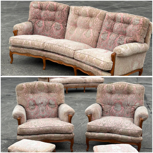 Zestaw salonowy w stylu ludwikowskim - Sofa, 2 fotele | Francja XX w.