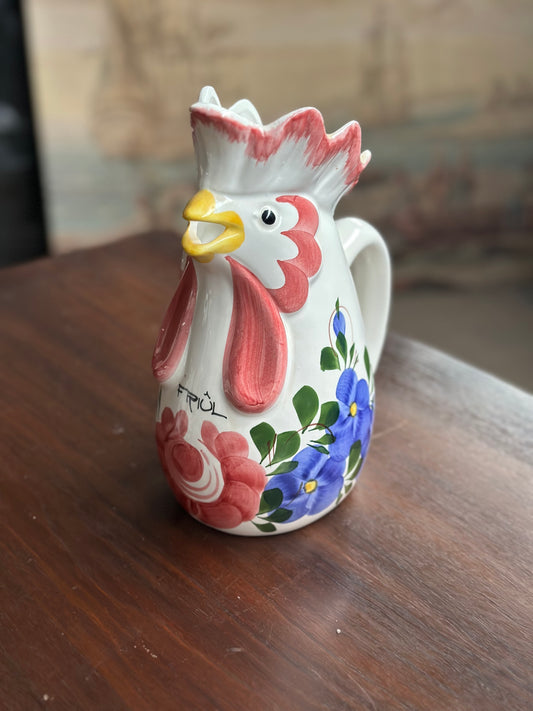 Dzbanek Vintage Kogut - Barwna Ceramika Ręcznie Malowana Z Francji