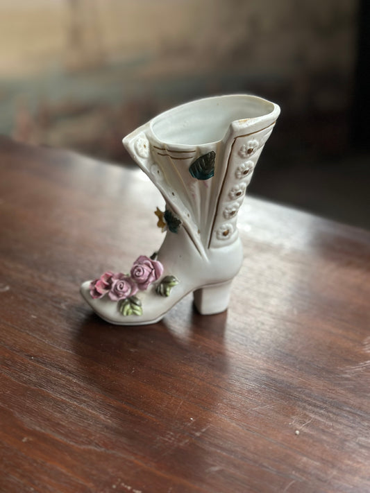 Wazonik Vintage Bucik - Francuska Porcelana Z Kwiatami i Złoceniami