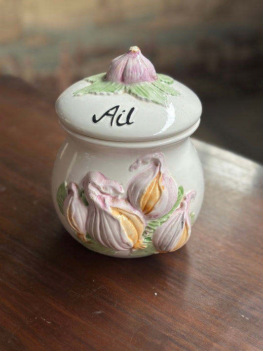 Pojemnik Ail Vintage "Francuski Czosnek" - Kuchenna Ceramika Z Francji