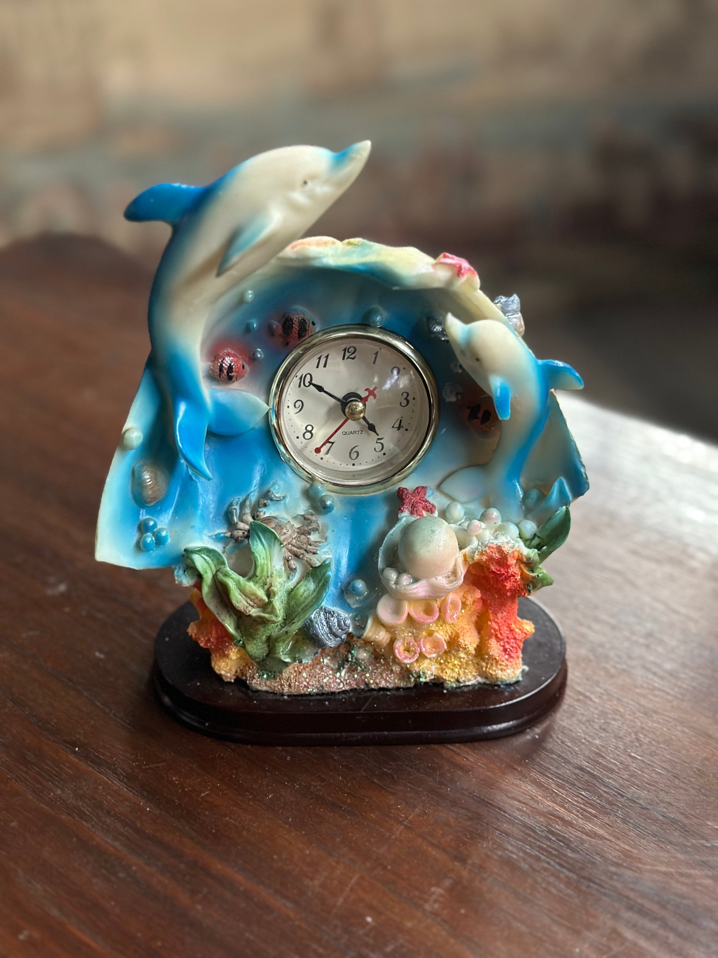 Zegar Stołowy Vintage "Oceaniczny Duet" - Figurka Kolekcjonerska Z Francji