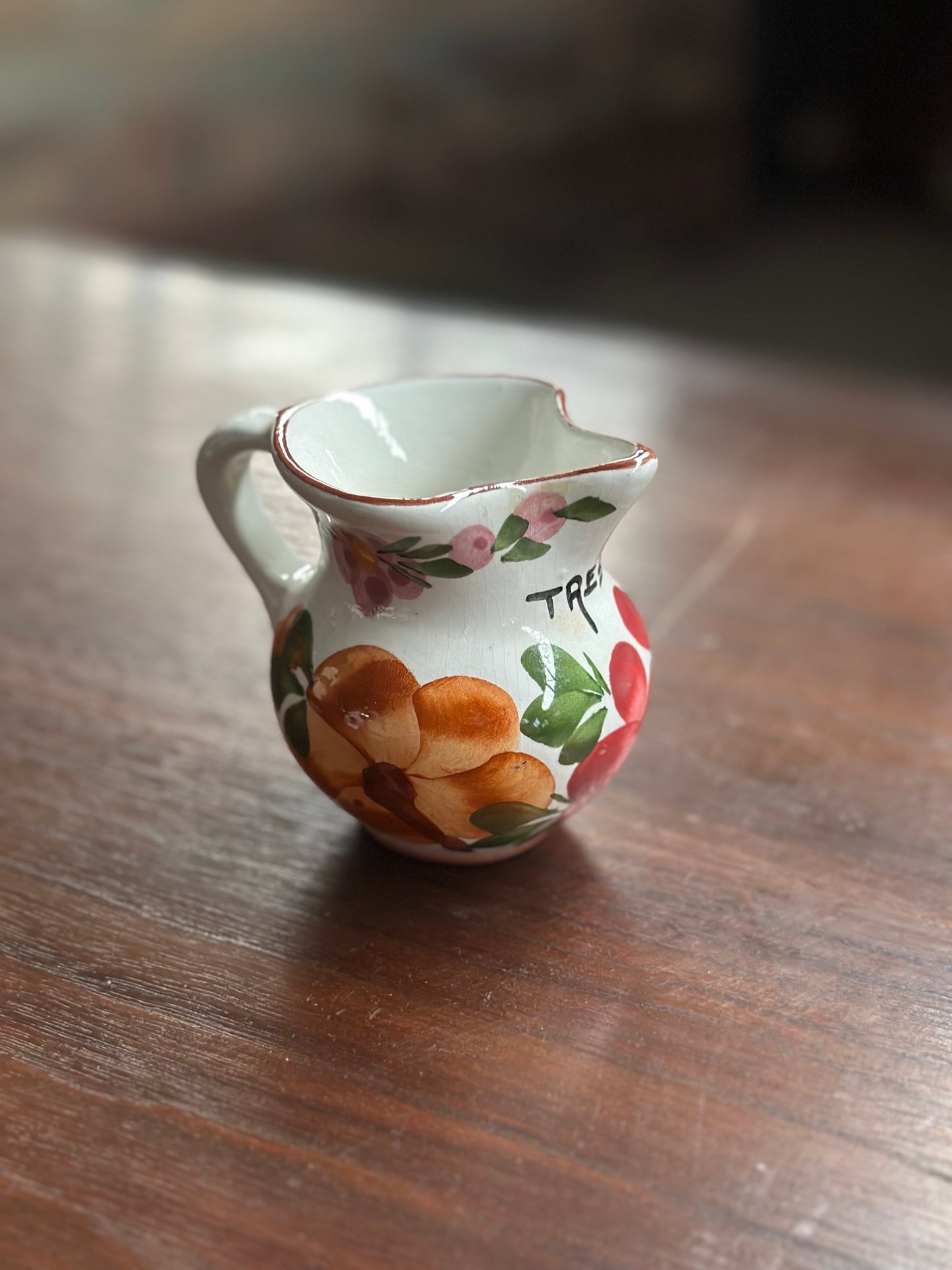 Mini Dzbanek Vintage "Ręcznie Malowane Maki" - Ceramika Z Francji