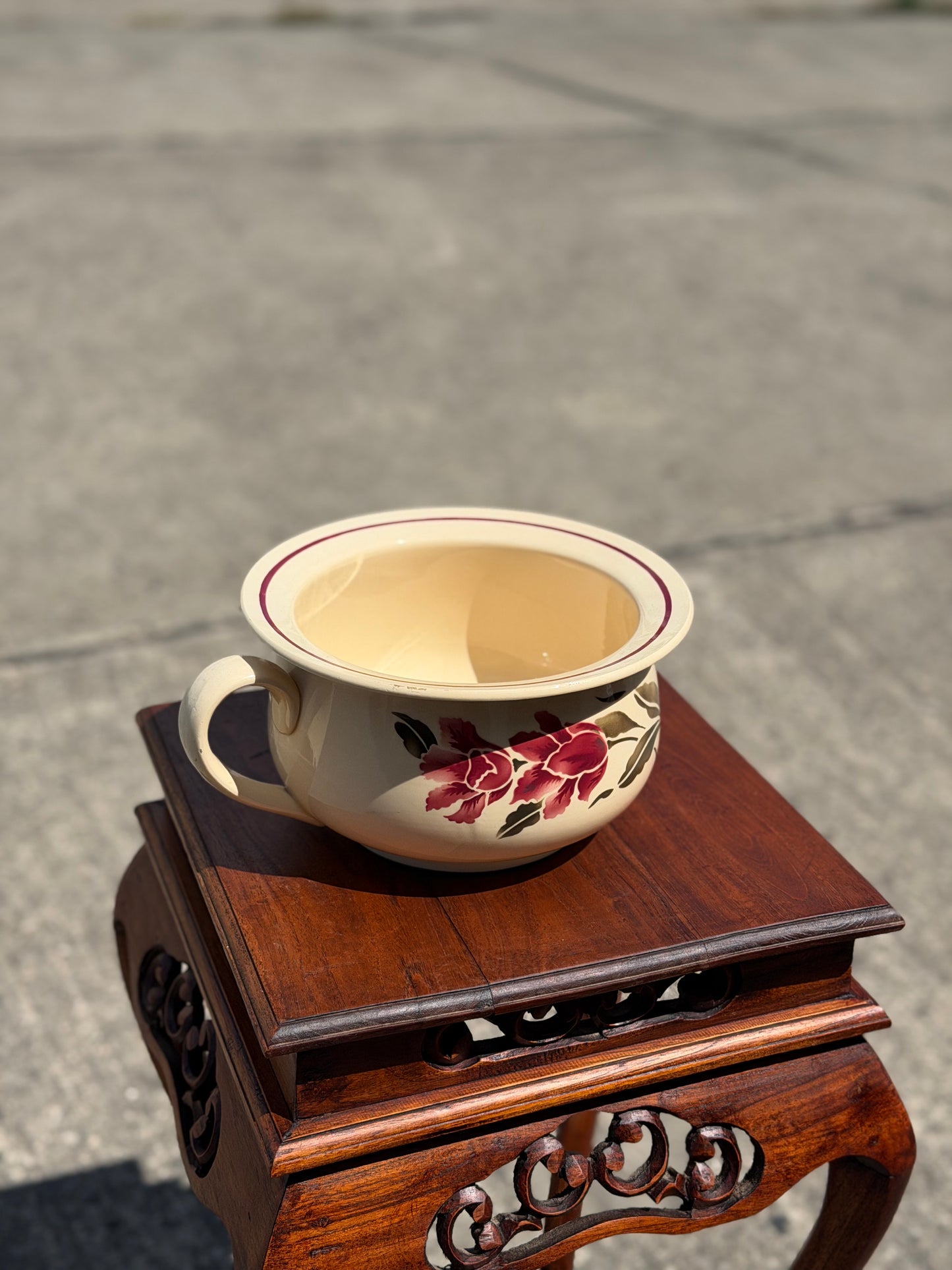 Ceramiczna Miska Dekoracyjna Vintage z Motywem Kwiatowym – Donica, Francja