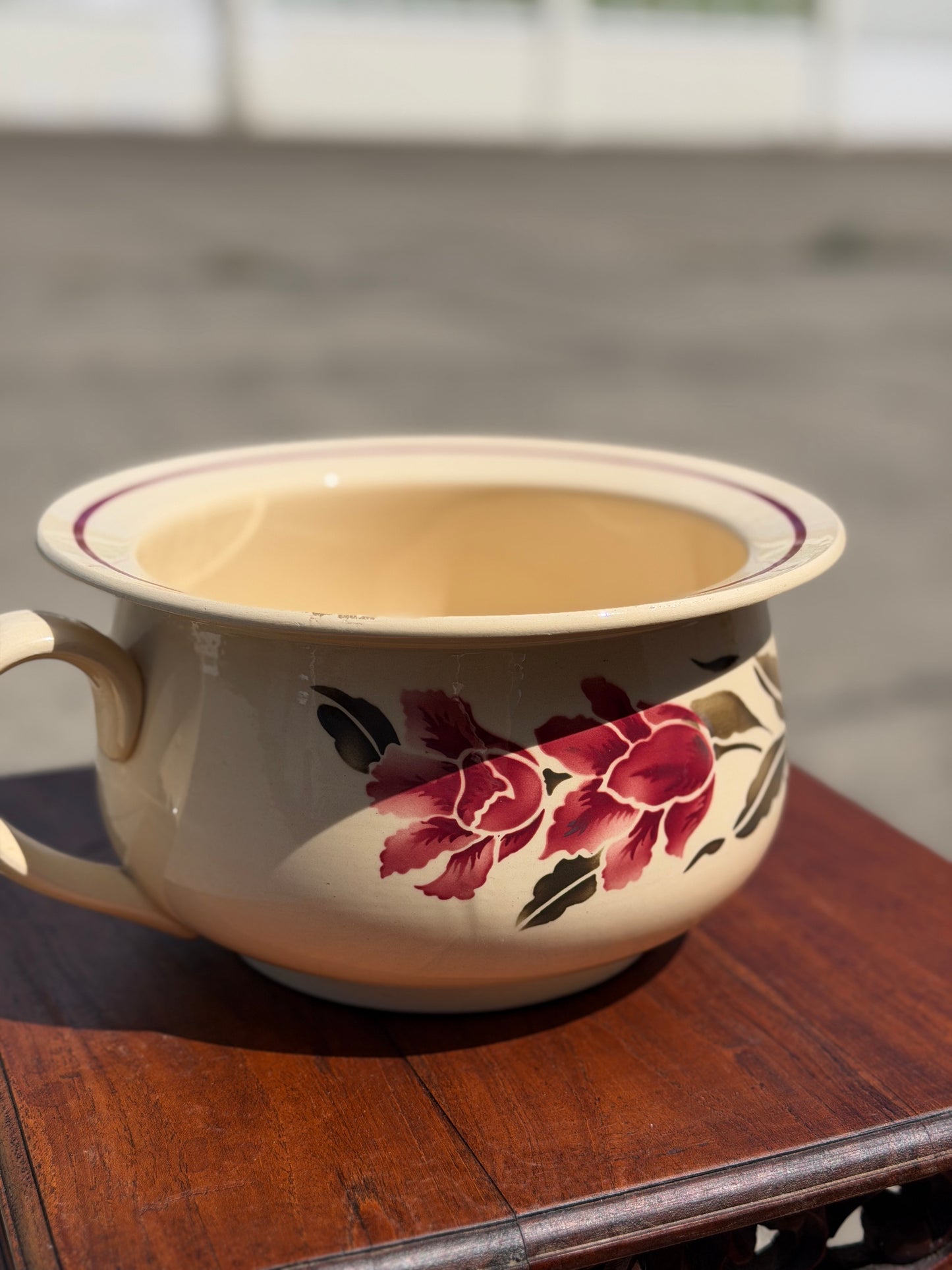 Ceramiczna Miska Dekoracyjna Vintage z Motywem Kwiatowym – Donica, Francja