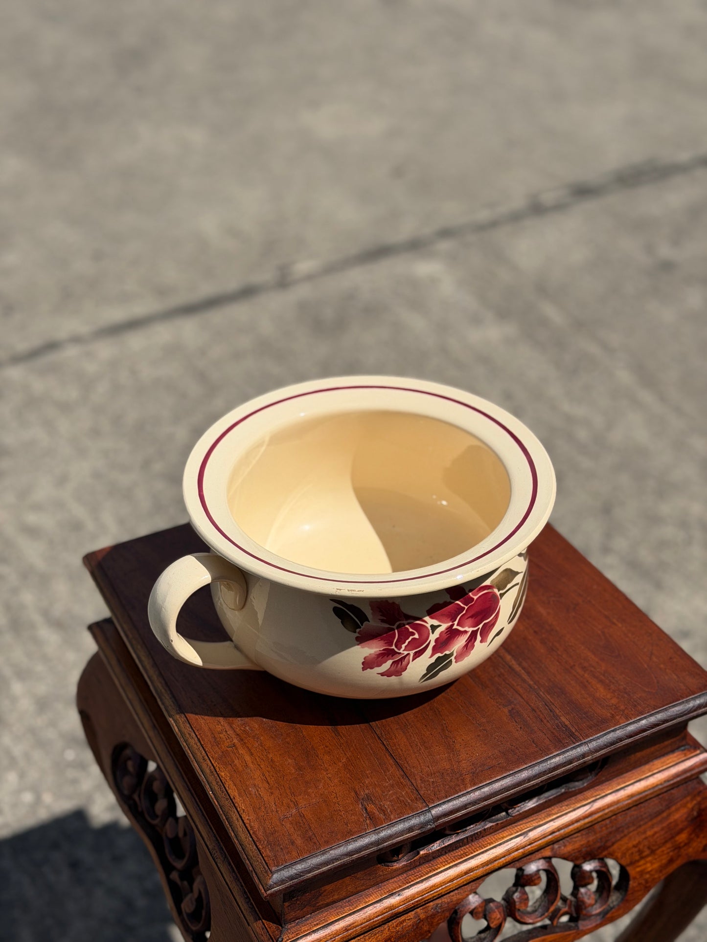 Ceramiczna Miska Dekoracyjna Vintage z Motywem Kwiatowym – Donica, Francja