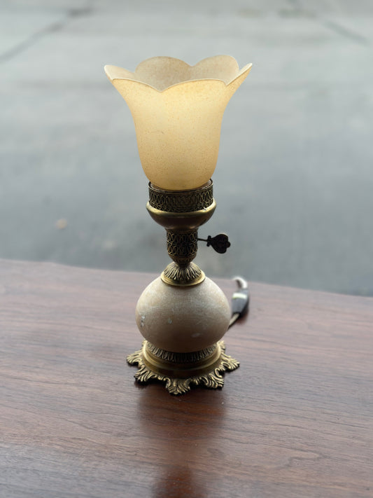 Mini lampa stołowa wykonana z marmuru i mosiądzu – styl Empire/Art Deco